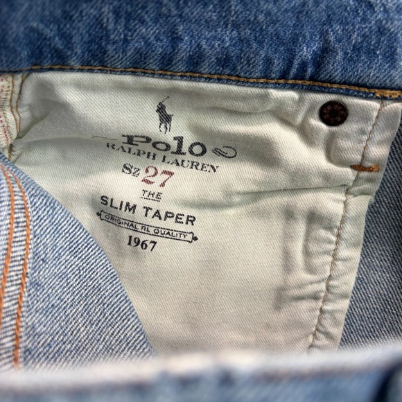 Polo Ralph Lauren Slim Taperered Patchwork Jeans Women 27 Blue Dyed NWT $198 - Picture 4 of 12
